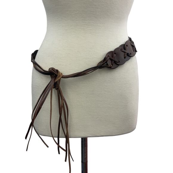 Made in India Accessories - Made in India Western Scallop Braided Brown Leather Women's Belt - Size M